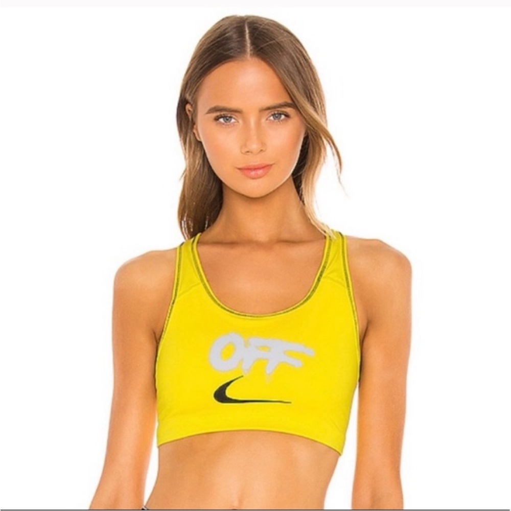 Off-White Yellow Logo Sports Crop Top